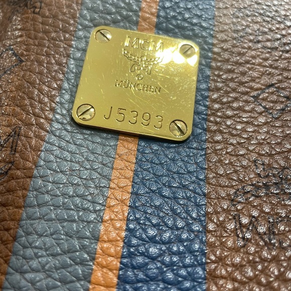 MCM brown stripe visetos top zipper tote bag - Picture 17 of 17